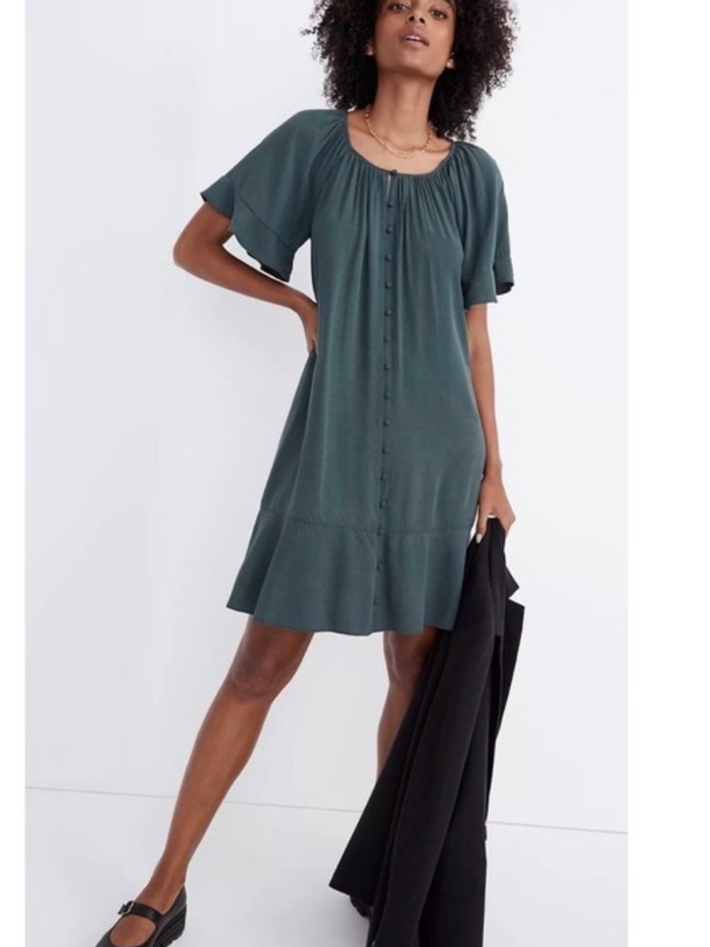 Madewell Lusterweave Button-Front Mini Dress